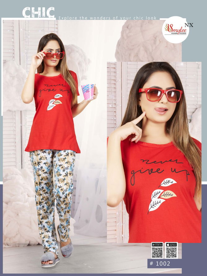 Smylee Moda Latest Fancy Designer Procian Discharge Print Sinker Hosiery Night Suits Collection